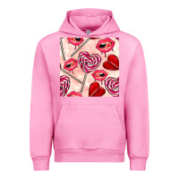 Fuchsia Pink valentines day lollipops and lips seamless pattern Urban Hoodie - BundleAndBundleShop