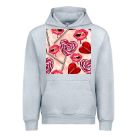 Heather Grey valentines day lollipops and lips seamless pattern Urban Hoodie - BundleAndBundleShop
