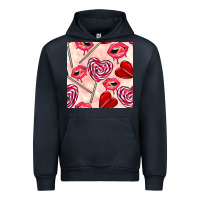 Navy valentines day lollipops and lips seamless pattern Urban Hoodie - BundleAndBundleShop