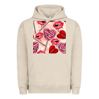 Pigment French Oak valentines day lollipops and lips seamless pattern Urban Hoodie - BundleAndBundleShop