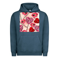 Pigment Midnight Navy valentines day lollipops and lips seamless pattern Urban Hoodie - BundleAndBundleShop