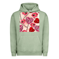 Pigment Oil Green valentines day lollipops and lips seamless pattern Urban Hoodie - BundleAndBundleShop
