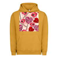 Pigment Peanut Butter valentines day lollipops and lips seamless pattern Urban Hoodie - BundleAndBundleShop