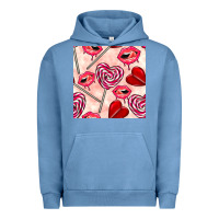 Pigment Pebble Blue valentines day lollipops and lips seamless pattern Urban Hoodie - BundleAndBundleShop