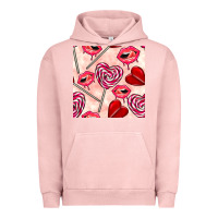 Pigment Salmon valentines day lollipops and lips seamless pattern Urban Hoodie - BundleAndBundleShop