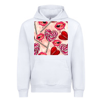 White valentines day lollipops and lips seamless pattern Urban Hoodie - BundleAndBundleShop