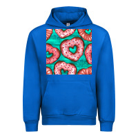 Cobalt valentines day heart donuts seamless pattern Urban Hoodie - BundleAndBundleShop