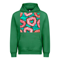 Emerald valentines day heart donuts seamless pattern Urban Hoodie - BundleAndBundleShop