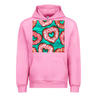 Fuchsia Pink valentines day heart donuts seamless pattern Urban Hoodie - BundleAndBundleShop