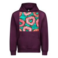Mauve Wine valentines day heart donuts seamless pattern Urban Hoodie - BundleAndBundleShop