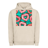 Pigment French Oak valentines day heart donuts seamless pattern Urban Hoodie - BundleAndBundleShop