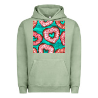 Pigment Oil Green valentines day heart donuts seamless pattern Urban Hoodie - BundleAndBundleShop