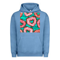 Pigment Pebble Blue valentines day heart donuts seamless pattern Urban Hoodie - BundleAndBundleShop