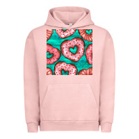 Pigment Salmon valentines day heart donuts seamless pattern Urban Hoodie - BundleAndBundleShop
