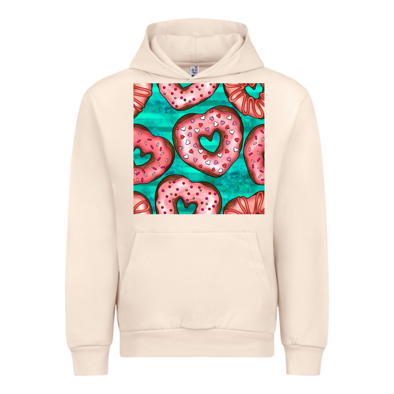 Valentines Day Heart Donuts Seamless Pattern Urban Hoodie by BundleAndBundleShop | Teevron
