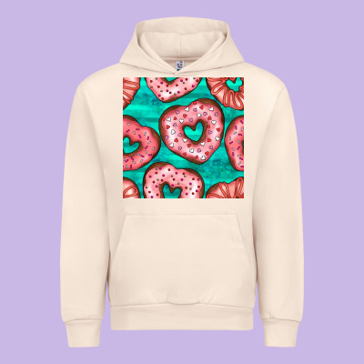 Valentines Day Heart Donuts Seamless Pattern Urban Hoodie Designed By Bundleandbundleshop