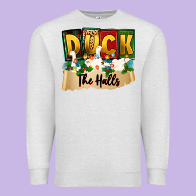 Christmas Duck The Halls Premium Sweatshirt Designed By Zillion Design Studio