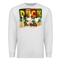 Oatmeal Heather christmas duck the halls Premium Sweatshirt - Zillion Design Studio