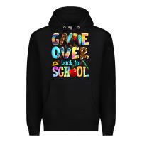 Black game over back to school Premium Hoodie - AdoDesignShop