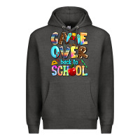 Charcoal Heather game over back to school Premium Hoodie - AdoDesignShop