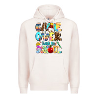 Pale Pink game over back to school Premium Hoodie - AdoDesignShop