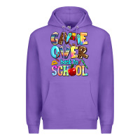 Purple game over back to school Premium Hoodie - AdoDesignShop