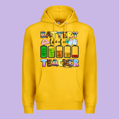Battery Life Of A Teacher Premium Hoodie Designed By Adodesignshop