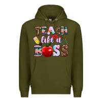 Army Green teach like a boss Premium Hoodie - AdoDesignShop