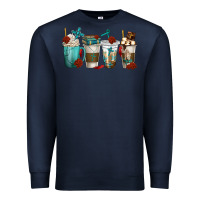Navy faith coffee cups Premium Sweatshirt - texasbilliewilder