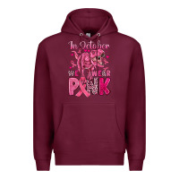 Burgundy in october we wear pink dinosaur Premium Hoodie - JahusDesignShop