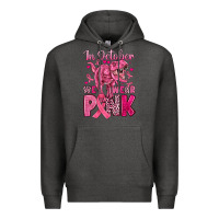 Charcoal Heather in october we wear pink dinosaur Premium Hoodie - JahusDesignShop