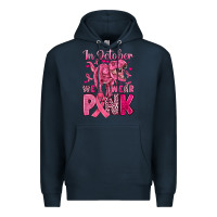Navy in october we wear pink dinosaur Premium Hoodie - JahusDesignShop