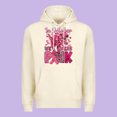 In October We Wear Pink Dinosaur Premium Hoodie Designed By Jahusdesignshop