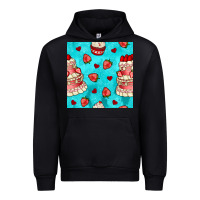 Black valentines day cake and strawberries seamless pattern Urban Hoodie - BundleAndBundleShop