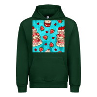 Forest Green valentines day cake and strawberries seamless pattern Urban Hoodie - BundleAndBundleShop