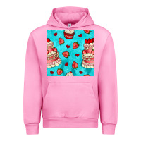 Fuchsia Pink valentines day cake and strawberries seamless pattern Urban Hoodie - BundleAndBundleShop