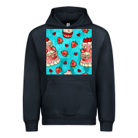 Navy valentines day cake and strawberries seamless pattern Urban Hoodie - BundleAndBundleShop