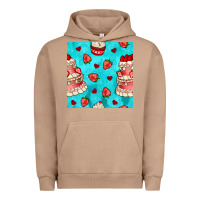 Pigment Burro valentines day cake and strawberries seamless pattern Urban Hoodie - BundleAndBundleShop