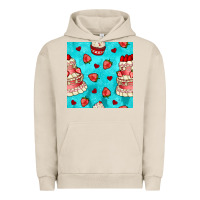 Pigment French Oak valentines day cake and strawberries seamless pattern Urban Hoodie - BundleAndBundleShop