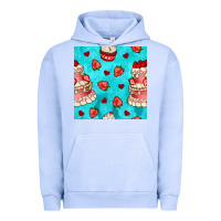 Pigment Grape Ice valentines day cake and strawberries seamless pattern Urban Hoodie - BundleAndBundleShop