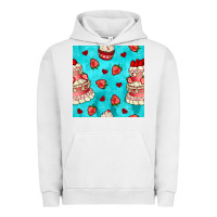 Pigment Lunar Rock valentines day cake and strawberries seamless pattern Urban Hoodie - BundleAndBundleShop
