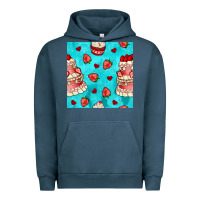 Pigment Midnight Navy valentines day cake and strawberries seamless pattern Urban Hoodie - BundleAndBundleShop