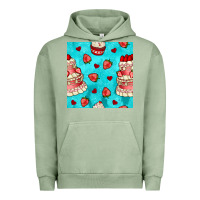 Pigment Oil Green valentines day cake and strawberries seamless pattern Urban Hoodie - BundleAndBundleShop