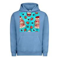 Pigment Pebble Blue valentines day cake and strawberries seamless pattern Urban Hoodie - BundleAndBundleShop