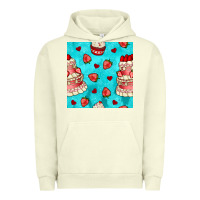 Pigment Pistachio valentines day cake and strawberries seamless pattern Urban Hoodie - BundleAndBundleShop