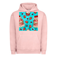 Pigment Salmon valentines day cake and strawberries seamless pattern Urban Hoodie - BundleAndBundleShop