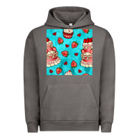 Pigment Tornado valentines day cake and strawberries seamless pattern Urban Hoodie - BundleAndBundleShop