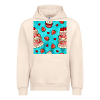 Sandshell valentines day cake and strawberries seamless pattern Urban Hoodie - BundleAndBundleShop