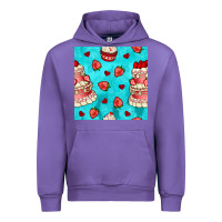 Tulip valentines day cake and strawberries seamless pattern Urban Hoodie - BundleAndBundleShop