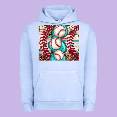 Baseball Leopard Cowhide Turquoise Urban Hoodie Designed By Jahusdesignshop